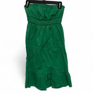 Y2K Fei Green Strapless Smocked Mini Dress